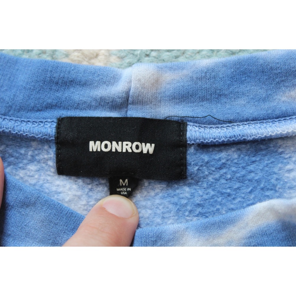 Monrow M Blue Tie Dye Soft Sweatshirt Long Sleeve Crew Neck Pullover Top - Picture 5 of 9